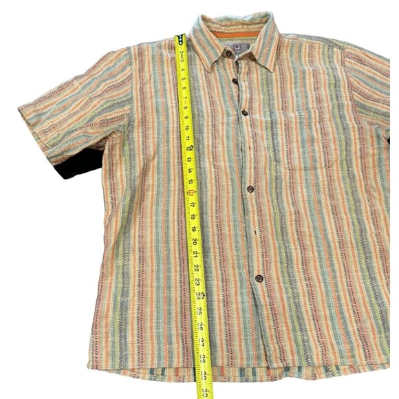 Territory Ahead Men's XL Cotton Button Front Shirt Tan Aqua Short Sleeve |R1 - Picture 4 of 5